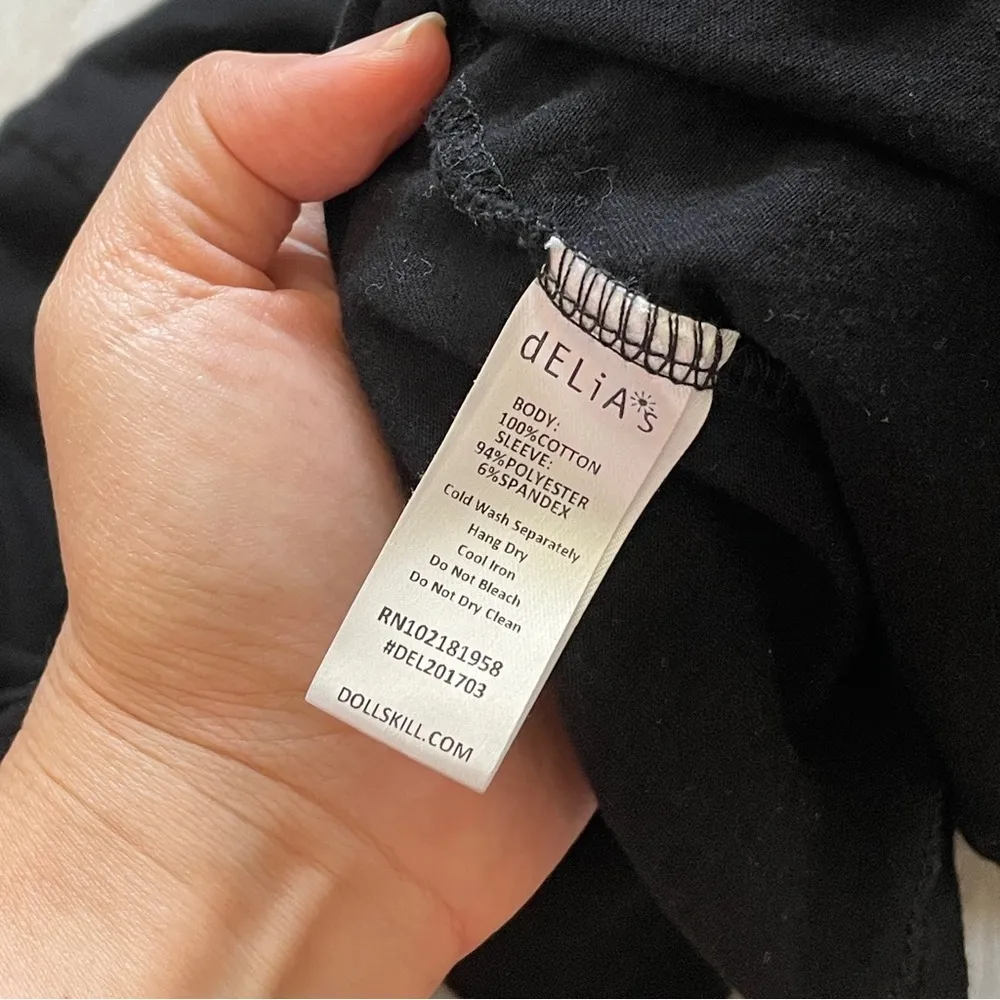 Delia*s Y2K Top butterfly tattoo long sleeve womens Black (large) kidcore punk - Image 8