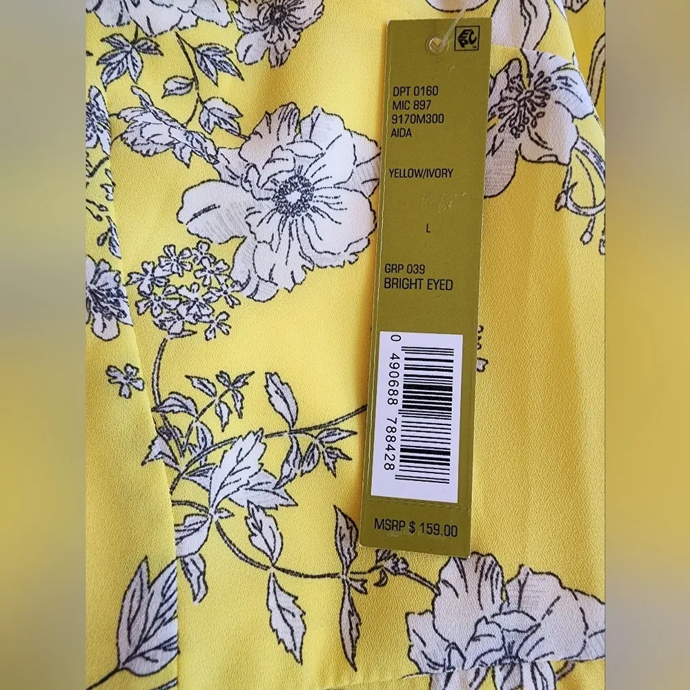 Aida Floral  Print Off Shoulder Dress Yellow / Ivory Size L NWT - Image 15