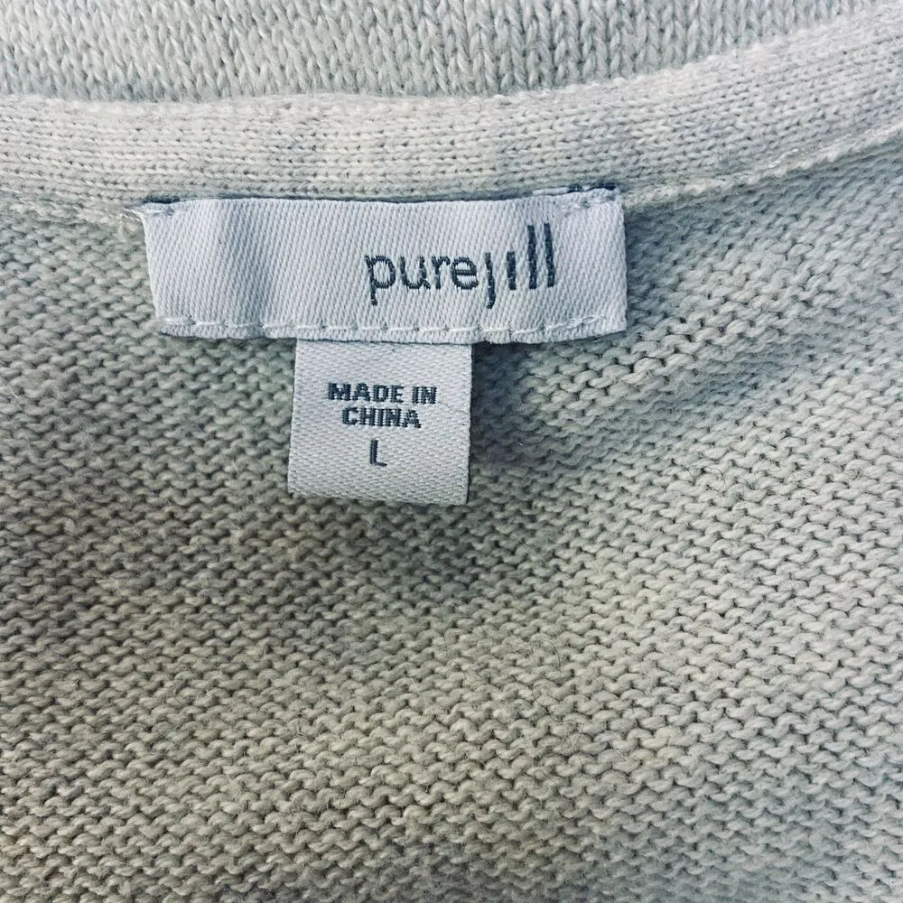 J Jill Pure Jill Oatmeal V Neck Long Sleeve Pullover Minimalist Cozy Sweater L Size L - Image 3