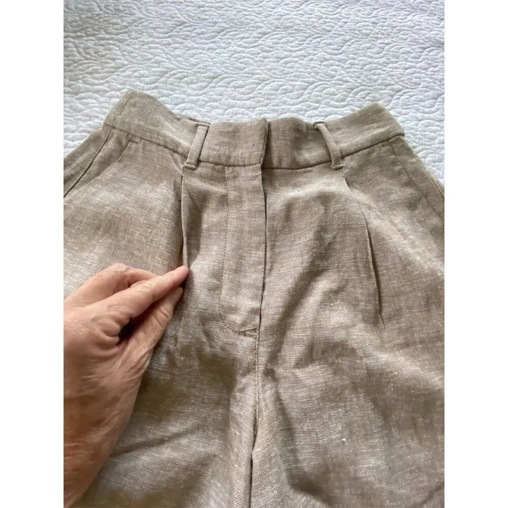 Old Navy High-Waisted Linen-Blend Bermuda Shorts Taupe Summer Size XS - Image 7