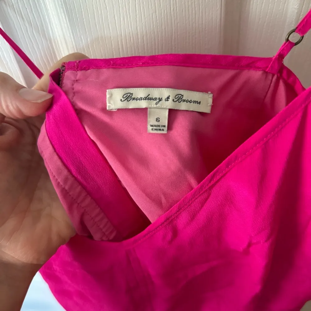 100% Silk Pink Spaghetti Strap Dress - Image 3