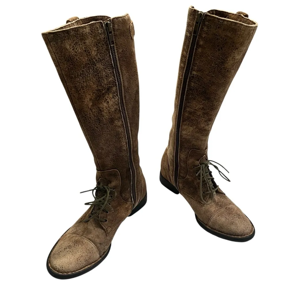 BORN Crown W82092 Gilmore Factory Distressed Leather Tall Riding Boots, Sz 5.5 Brown - Image 4