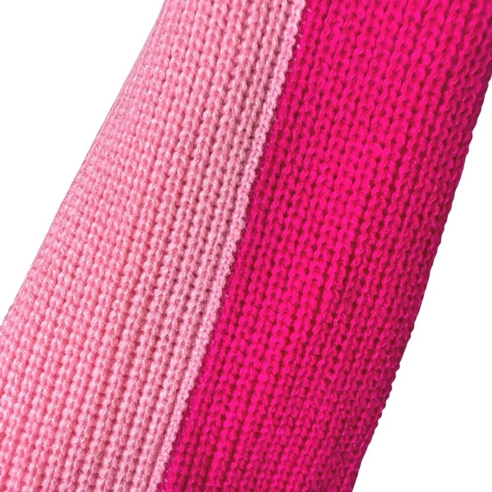 Aqua Bloomingdales Long Color Block Acrylic Knit Winter Wrap Scarf Outdoors Pink - Image 6