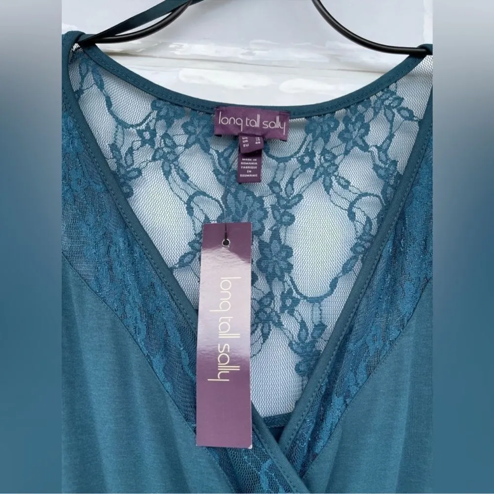 LONG TALL SALLY LACE INSERT TEAL
DRESS SIZE 14 Blue - Image 5