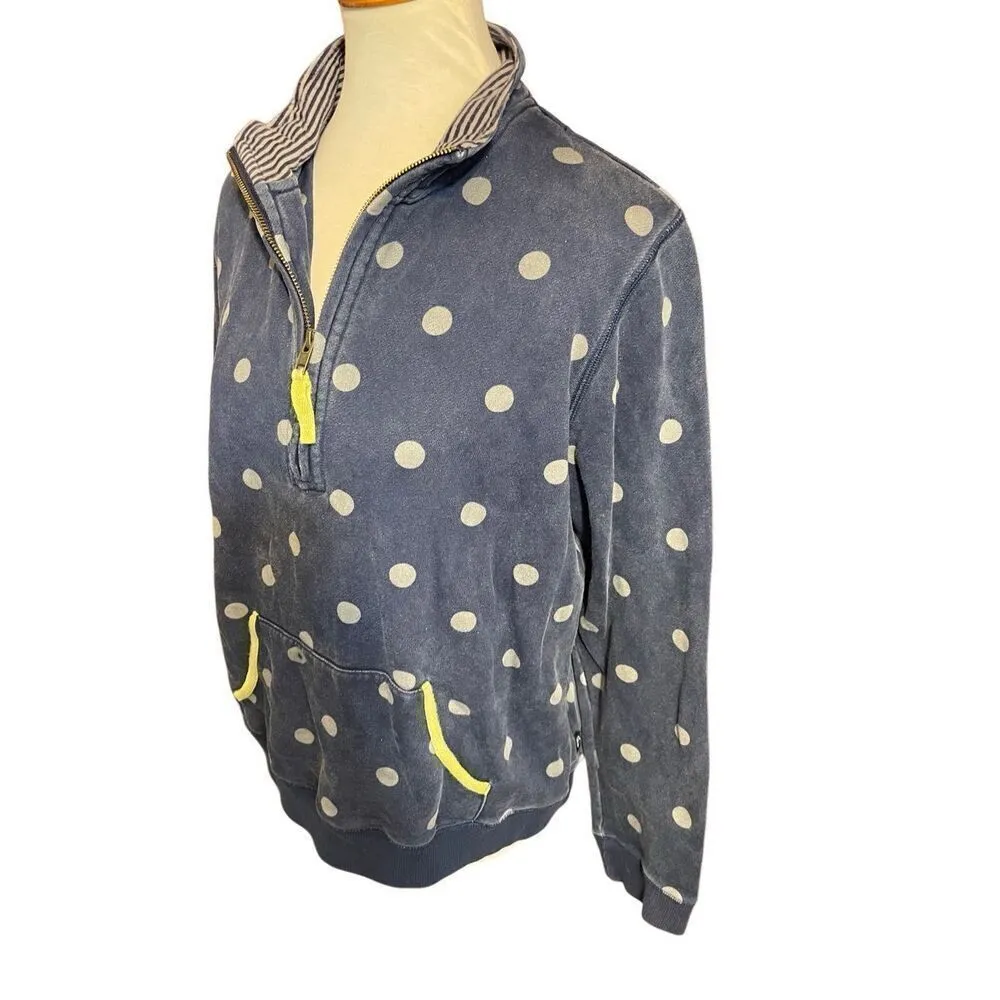 Boden Half Zip Mock Collar Blue with Gray Polka Dots Pullover Sweatshirt Size 14 Blue - Image 6