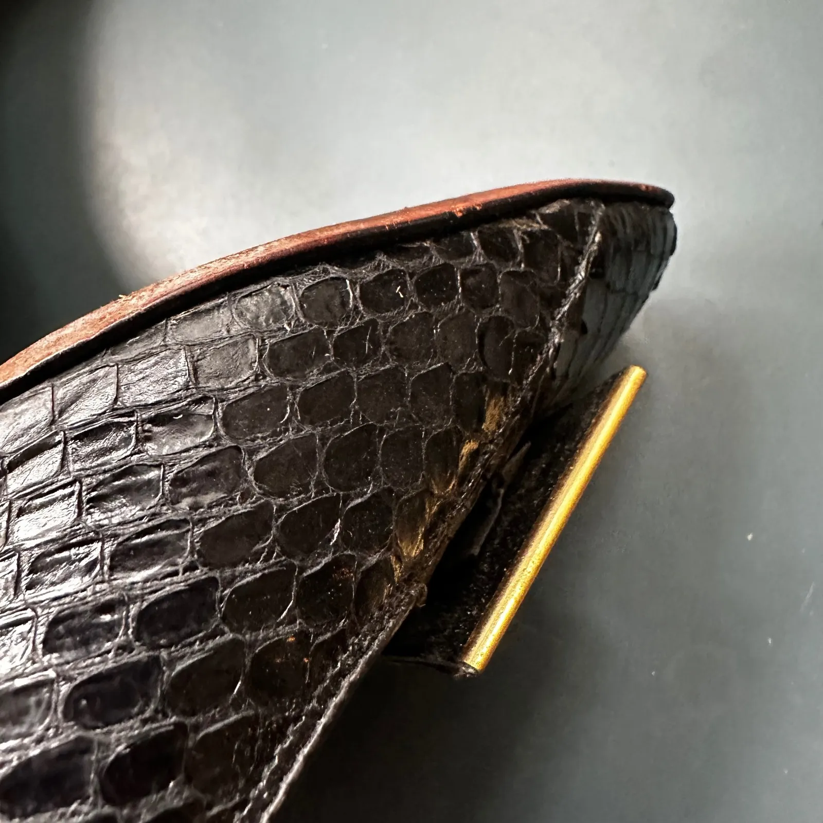 J. Norman LTD Snakeskin Pumps Block Heel Classic Party Career Shoes 6.5M‎ Black Size 8.5 - Image 9