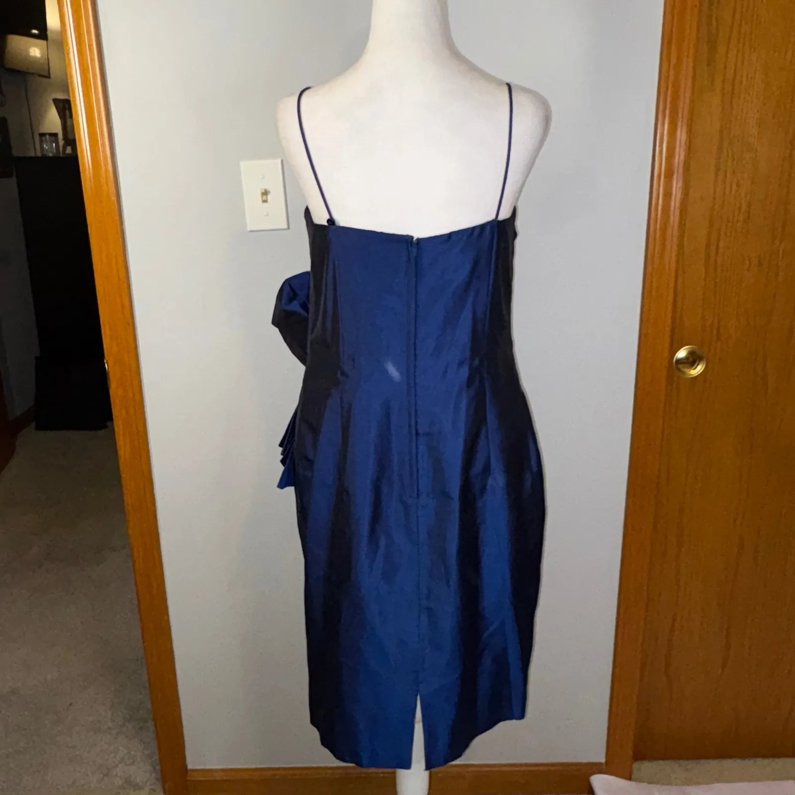 Marisa Baratelli Dress Thai Silk Blue Cocktail‎ Party Evening Occasion Size 10 - Image 3