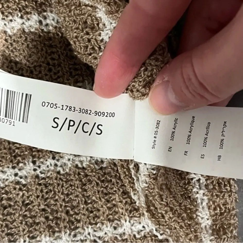 NWT Urban Heritage Tan & White Stripes Pullover Sweater with Suede Elbow Pads Sm - Image 5