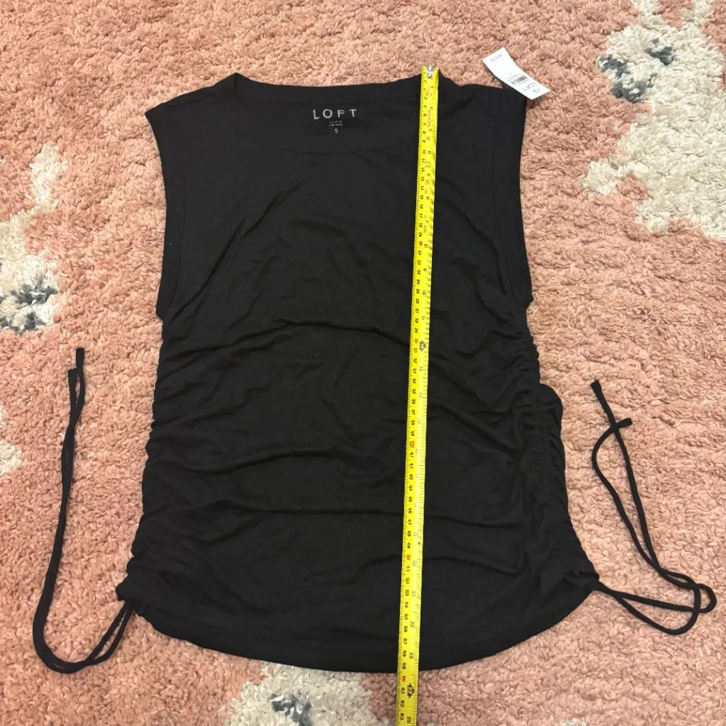 NWT Loft Side Tie Linen Blend Tank Top Womens Sz S Black Classy Chic Sleeveless - Image 10