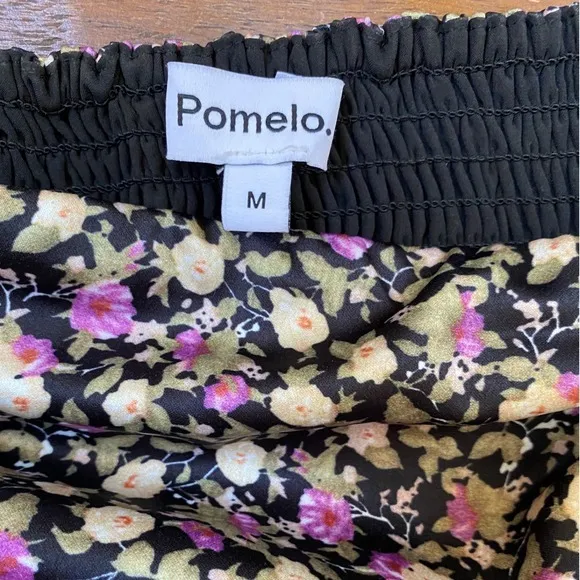Pomelo Romantic Square Neck Puff Sleeve Mini Dress Black Purple Dainty Floral - Image 3