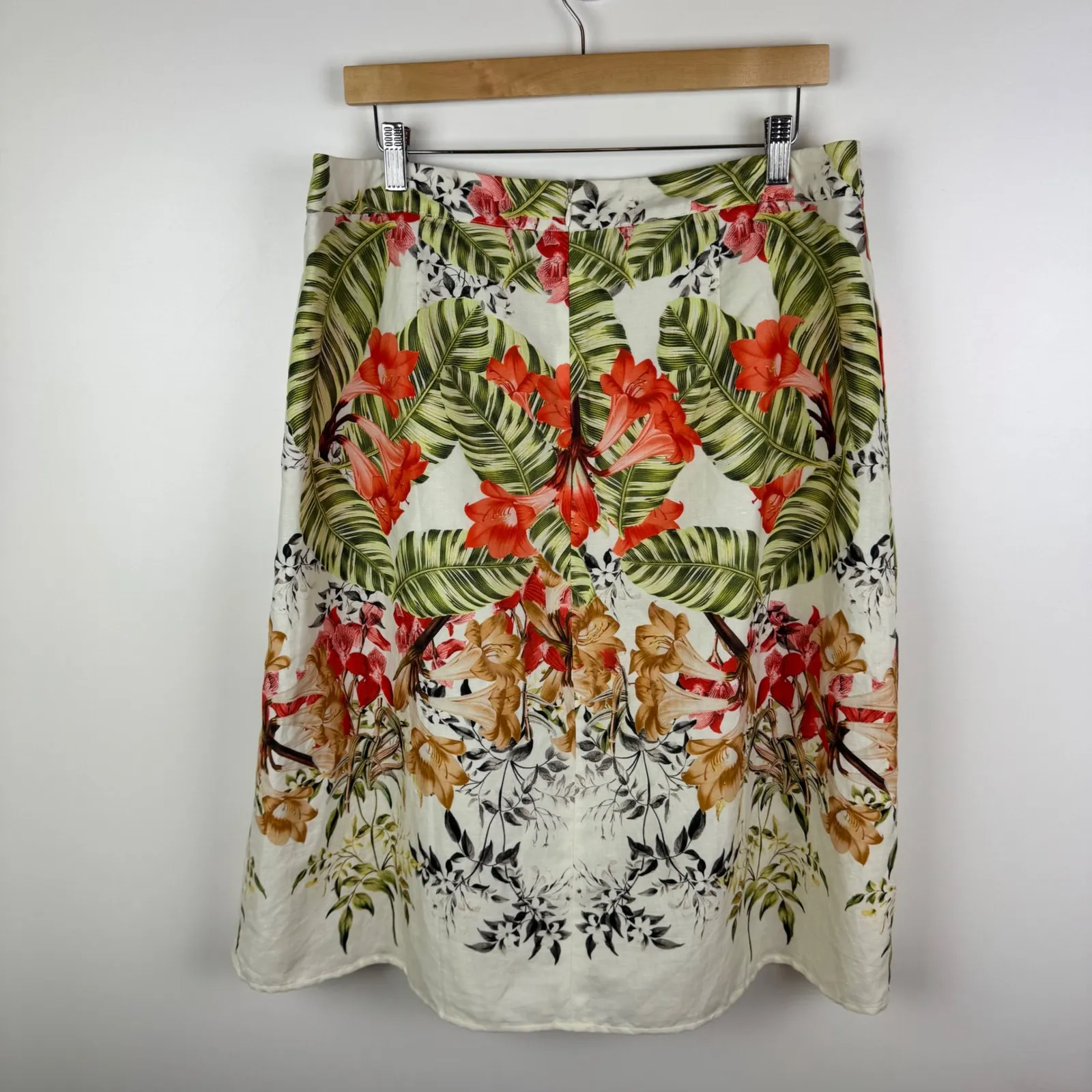 Talbots Floral Midi‎ Skirt Size 14 Tropical Linen Cotton Vacation Cruise Resort - Image 5
