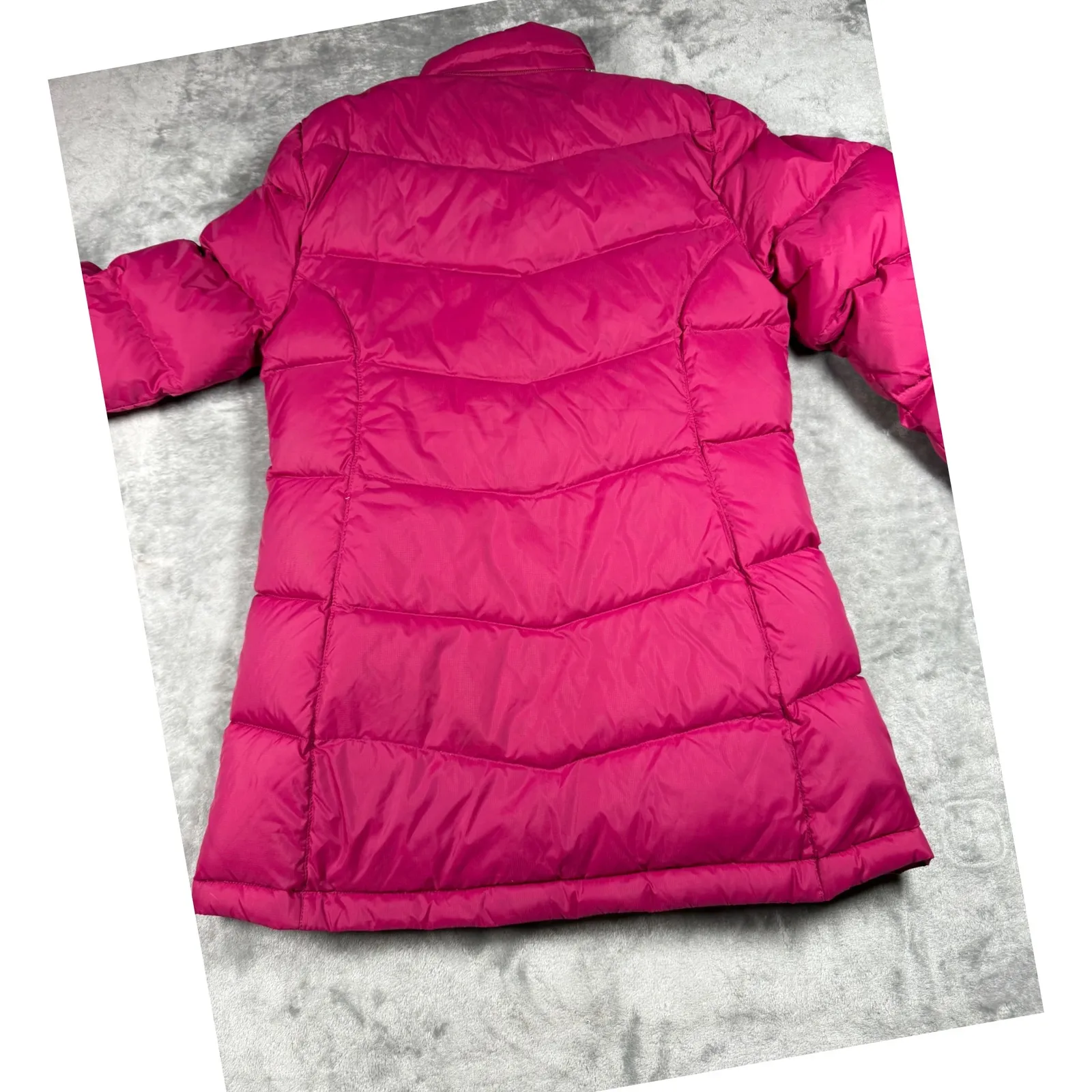 LL Bean Goose Down Puffer Coat Pink Full Zip Button Front XS Winter‎ Jacket - Image 5