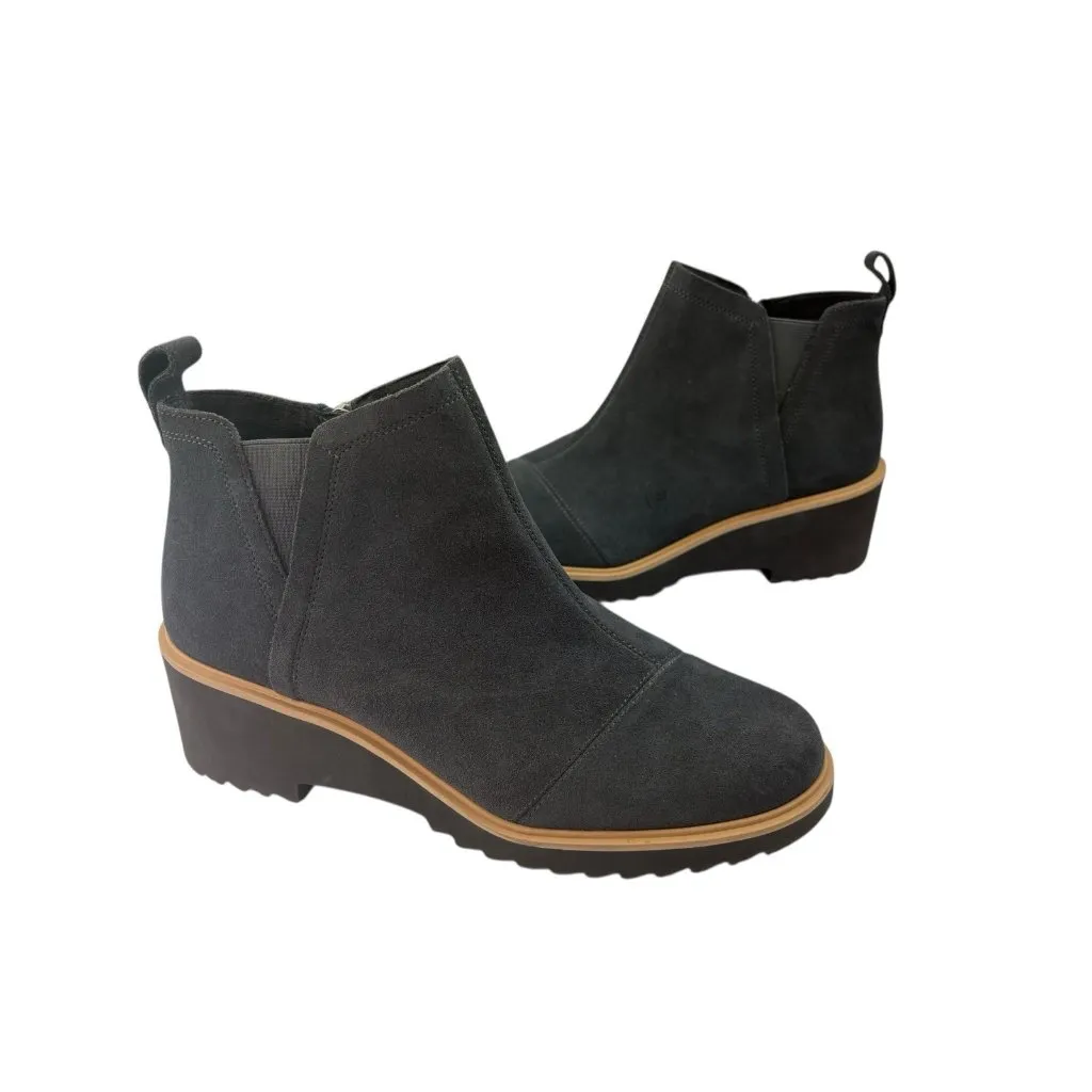 *Toms Maude Wedge Ankle Boots Womens US 12 Gray Suede Leather Casual Platform - Image 3