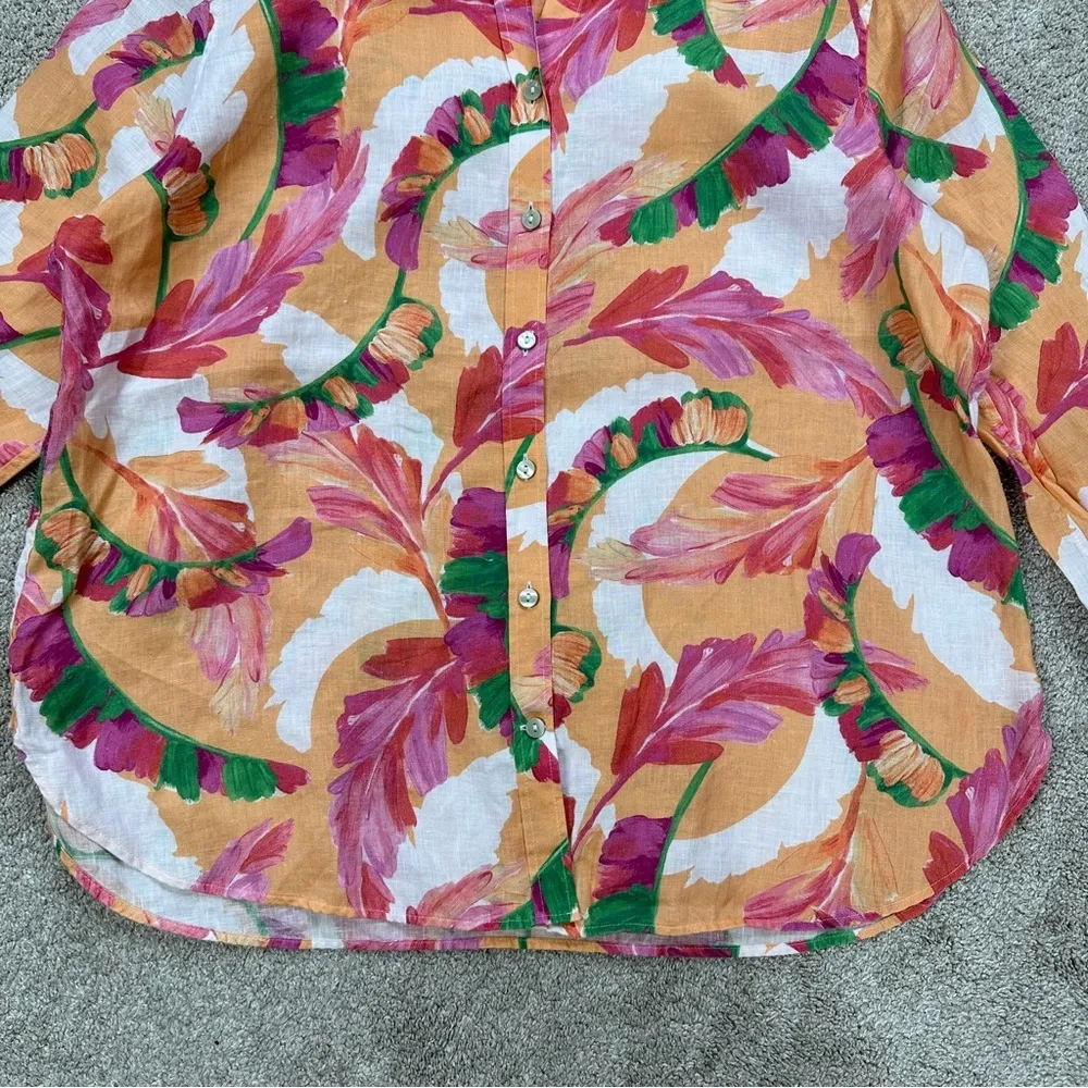 Chico’s No Iron 100% Linen 3/4 Sleeve Shirt Feather Fiesta Multicolor 2.5/US 14 - Image 5