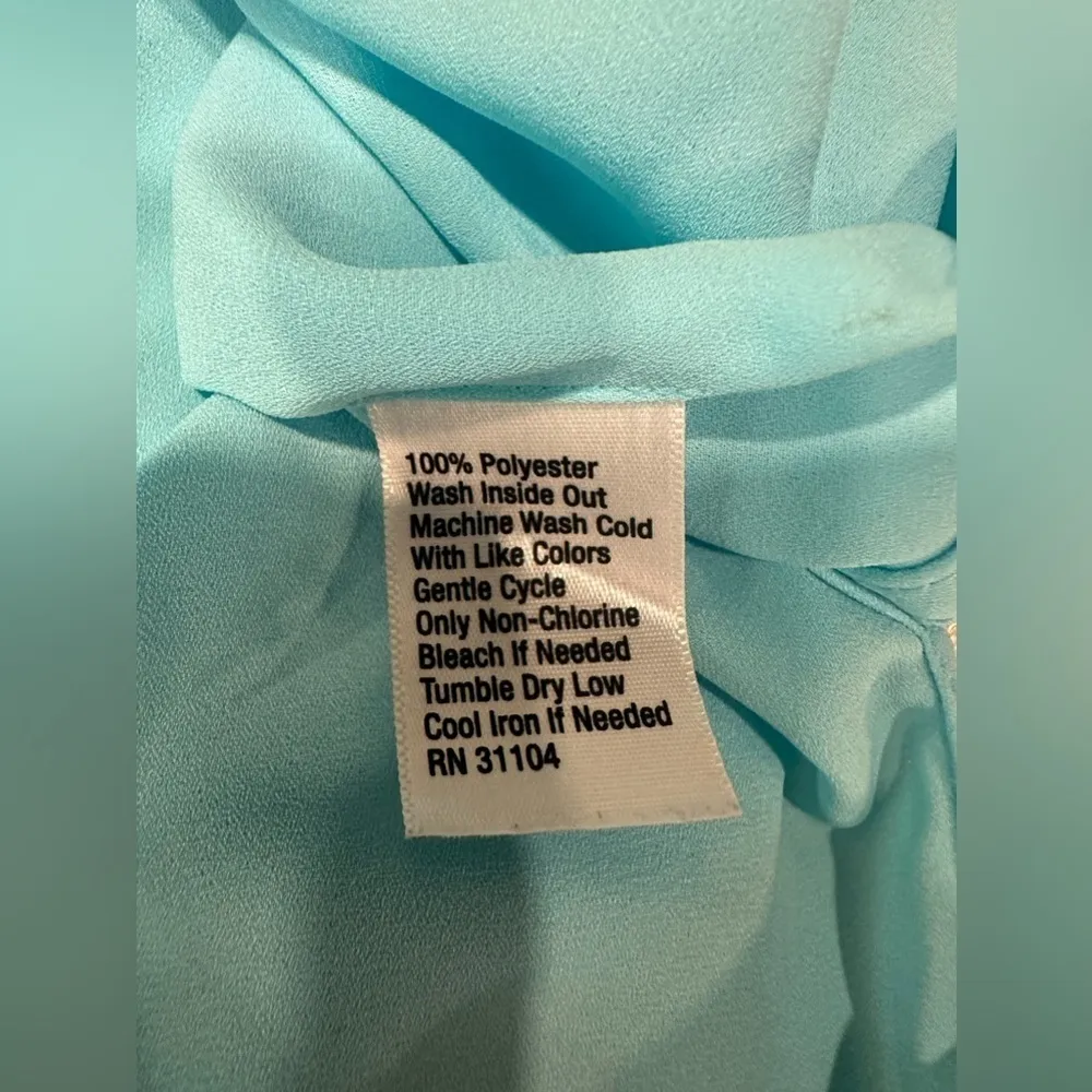 EUC KAARI BLUE V-Neck Sleeveless High Low Dress Top Blouse Career Summer - Image 4