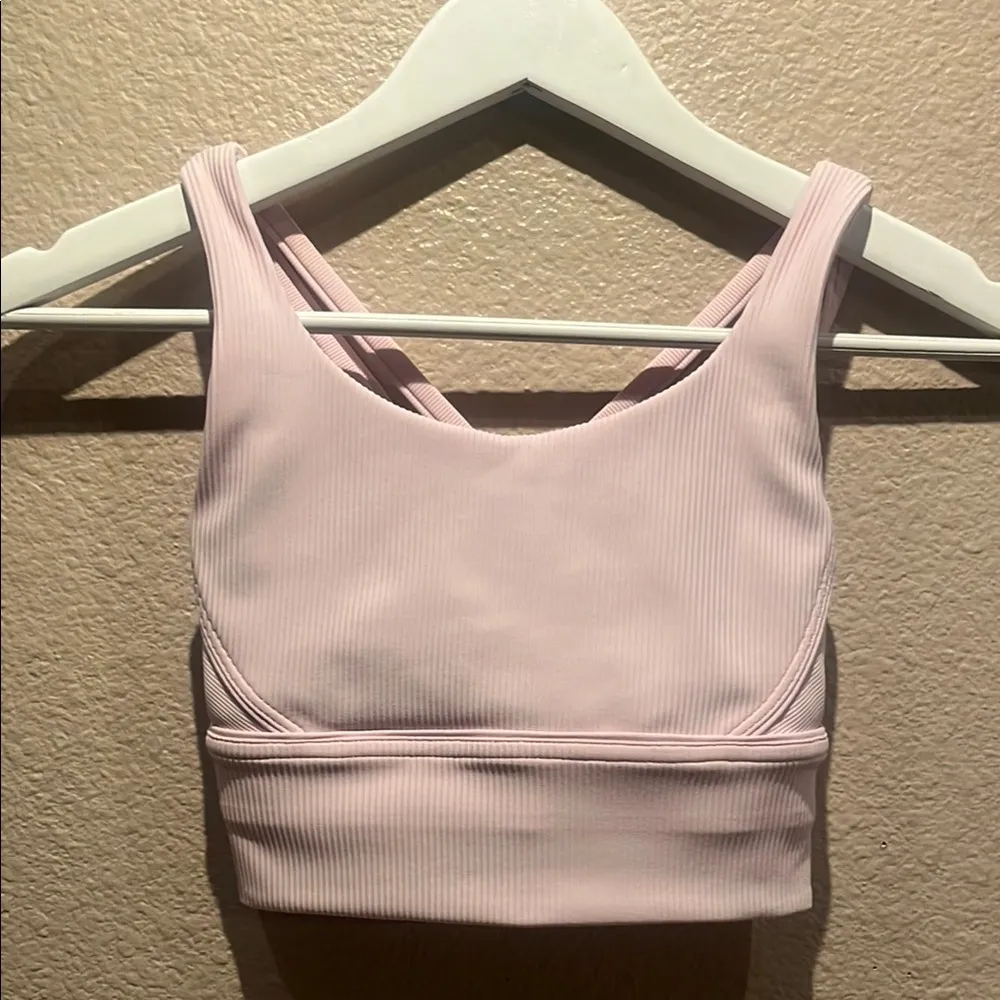 Lululemon Women’s Energy Longline Bra Ribbed Pink Size 2 - Image 2