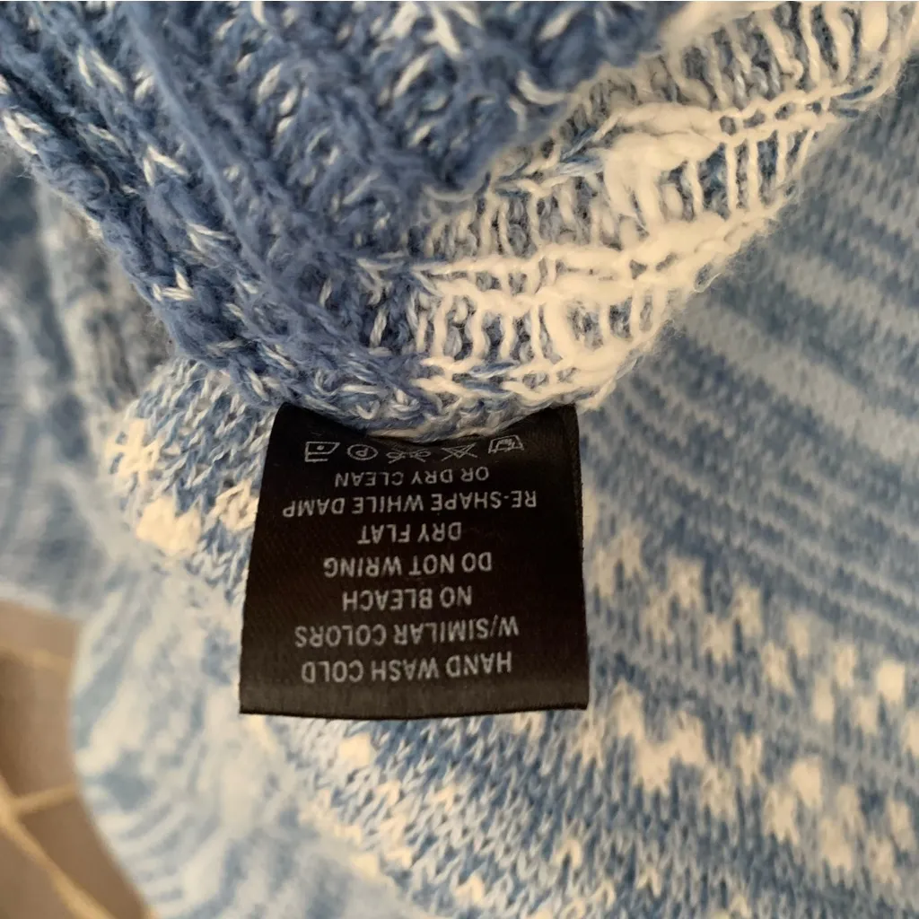 LOVE STITCH FRINGE SWEATER Sz. M Blue Size M - Image 10