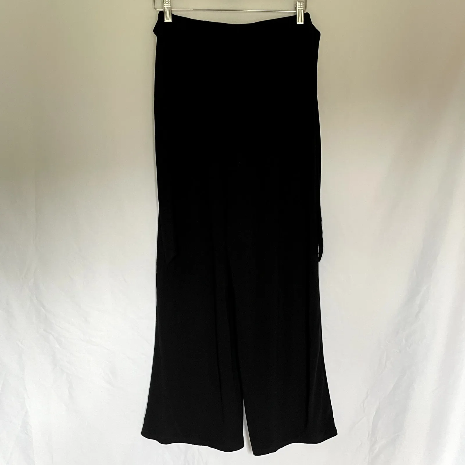 Philosophy black wide leg pants elastic waist belted women's size medium trouser - Image 6