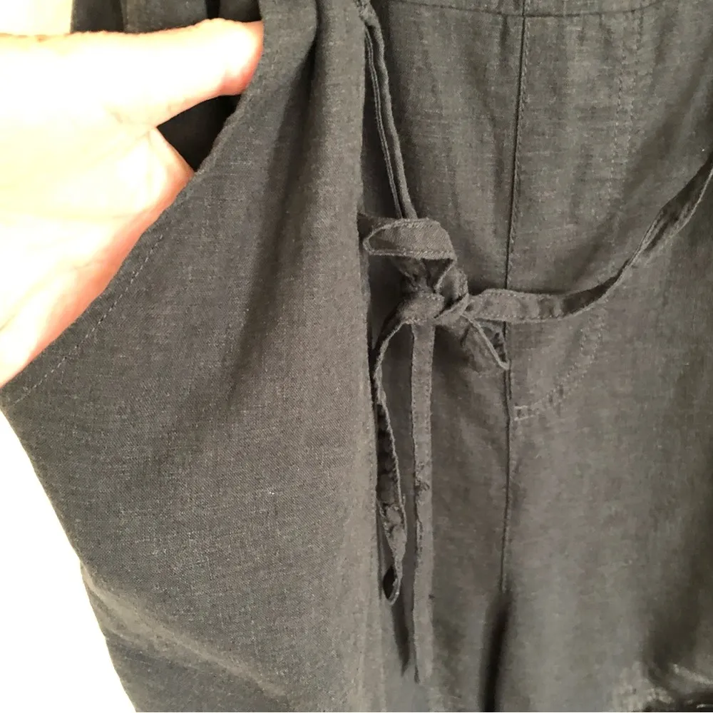 Linen Blend Black Romper | M Size M - Image 4