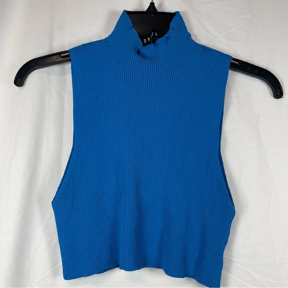 Lioness Blue Sleeveless Crop Top SZ:L - Image 3