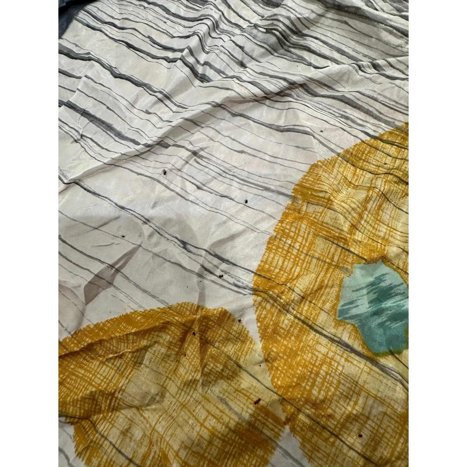 Unbranded Vintage 1980s White Yellow Abstract Design Scarf Wrap - Image 4