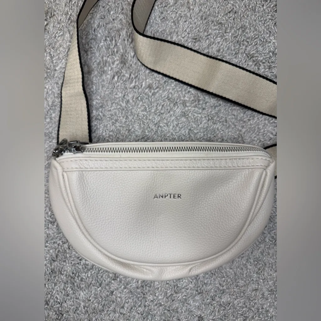 Anpter Cream Faux Leather Crossbody Fanny Pack/Belt Bag - Image 2