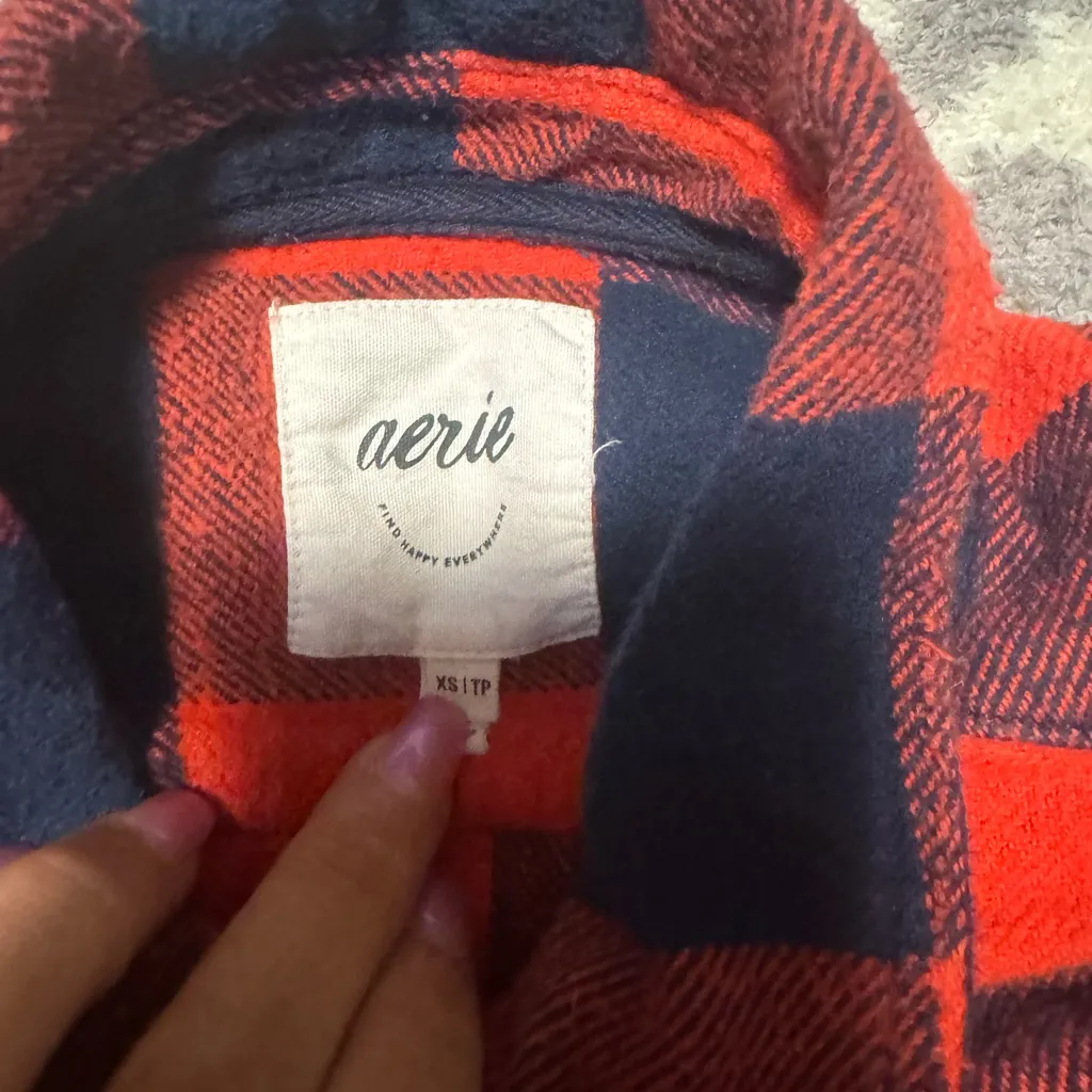 Aerie Red and Black Checkered Shacket - Image 3
