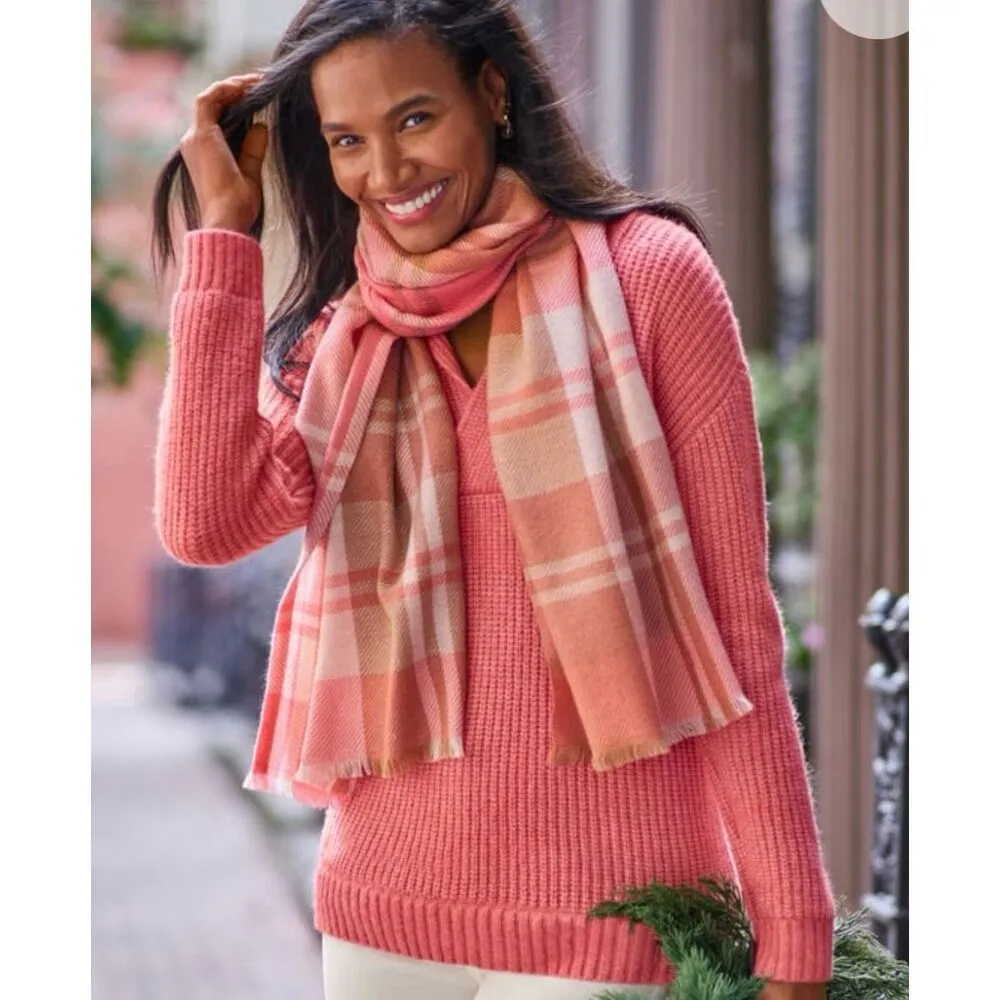 Talbots shawl neck shaker knit coral wool blend sweater XL - Image 3