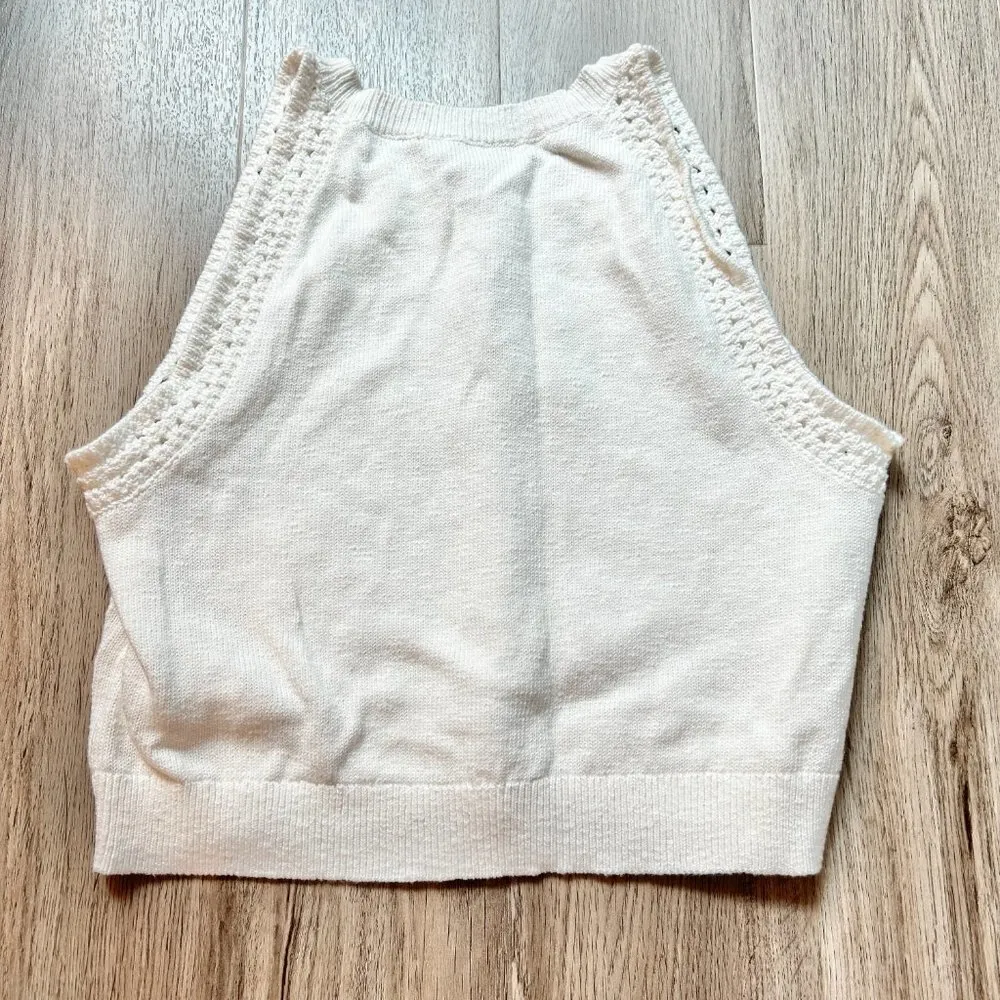 Madewell Crochet-Trim Crop Sweater Tank in Lighthouse White Size XS NWT - Image 10
