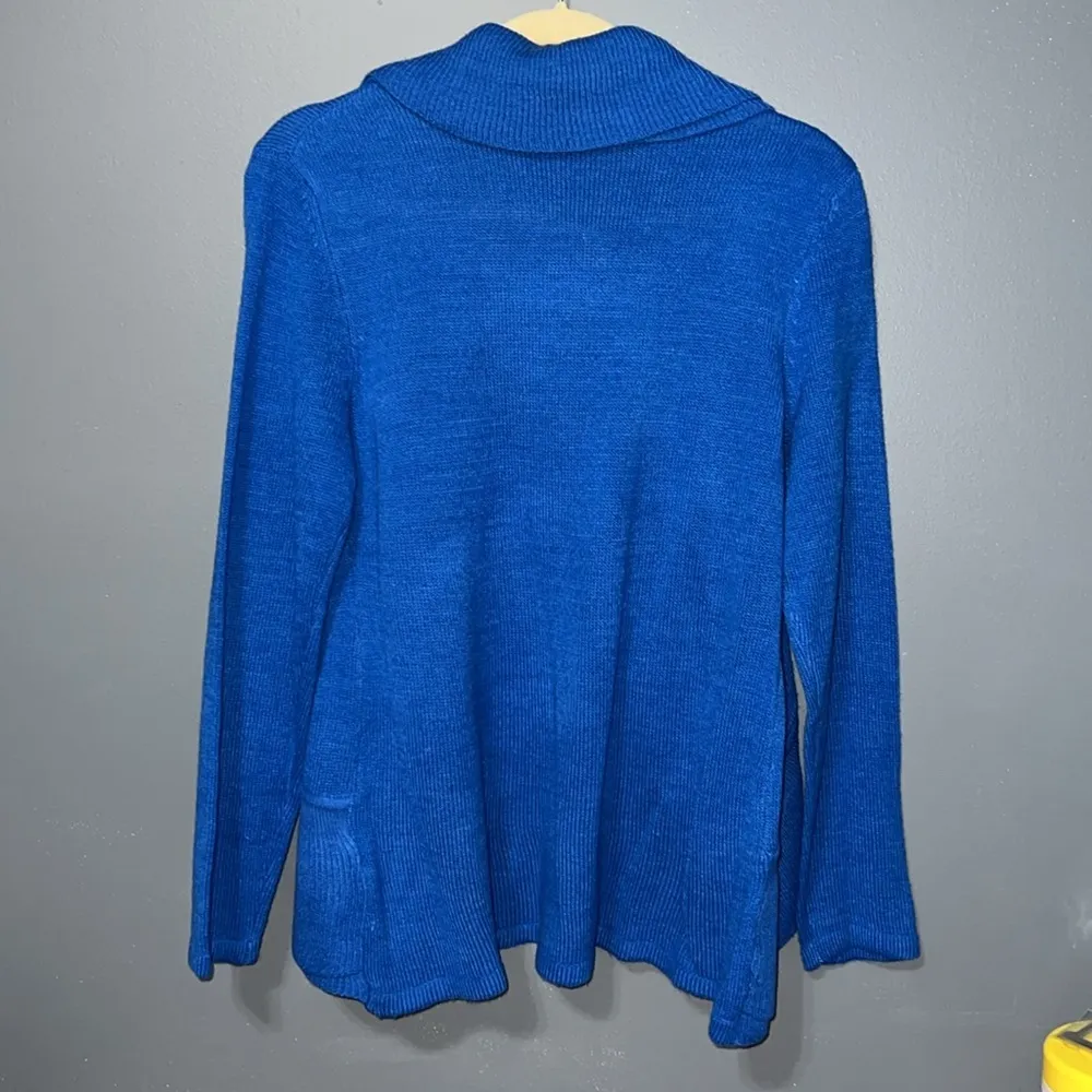 Cable & Guage large Olympian blue cardigan sweater long sleeve work casual flaw - Image 12