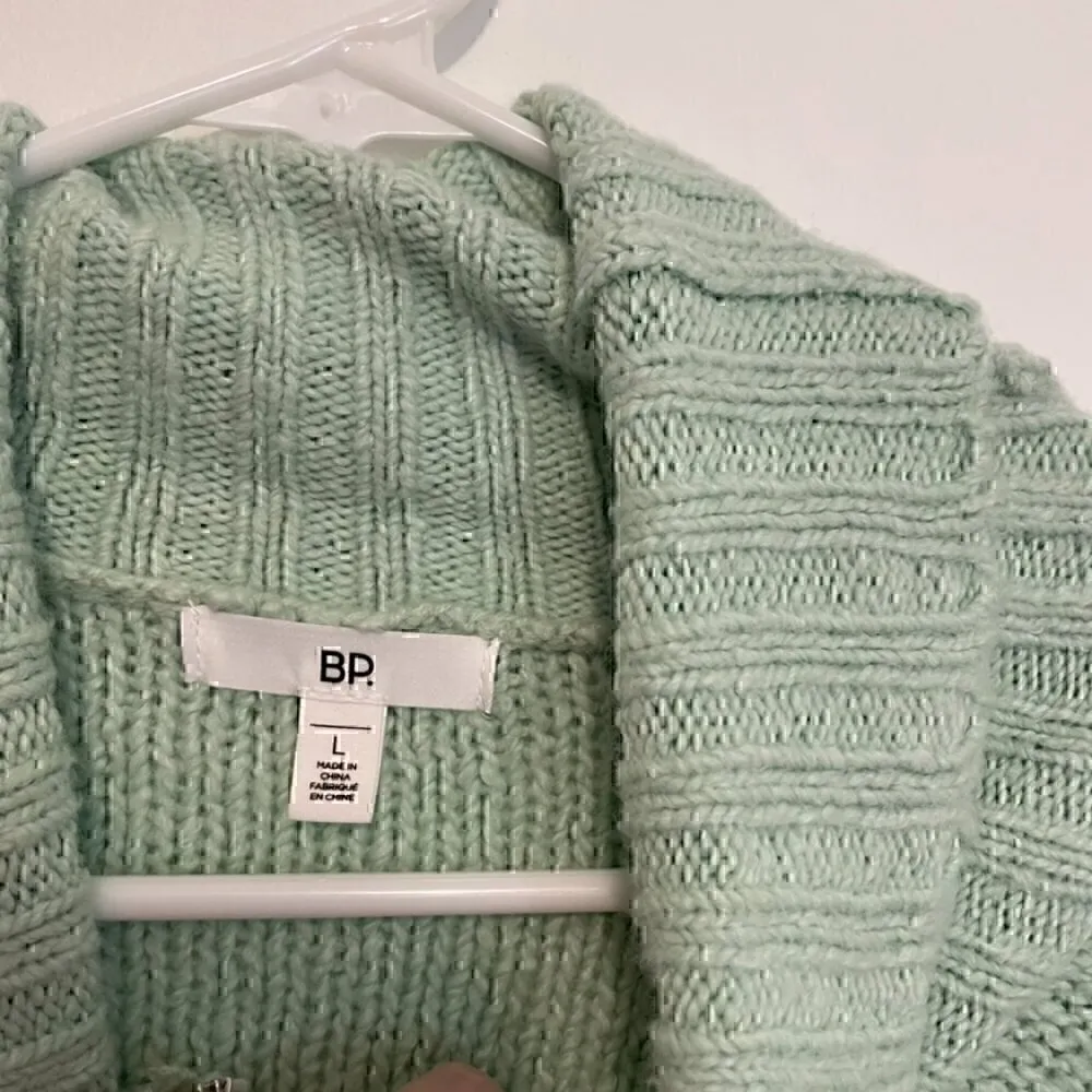 BP NORDSTROM Cozy Cable Knit Turtleneck Sweater Mint Green Chunky Knit Winter L - Image 7
