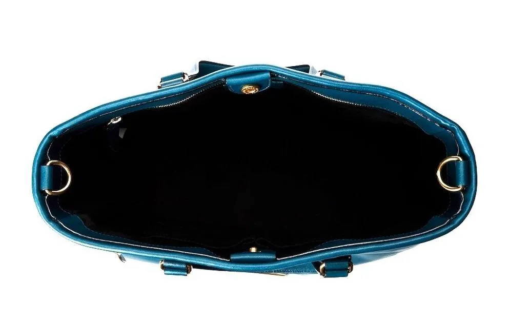 MARC JACOBS Turquoise Leather Top Handle Crossbody Tote Gold Hardware LUNA - Image 8