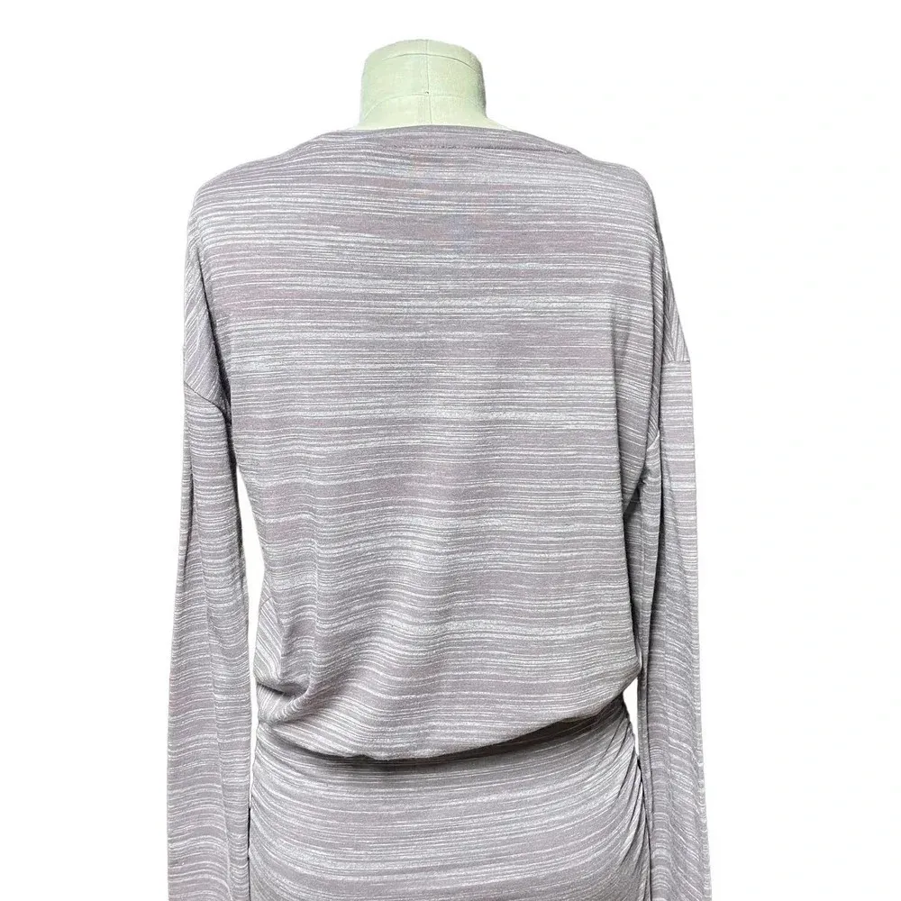 Athleta Avenue Long Sleeve‎ Ruched Jersey Dress Space Dye Purple Size XS - Image 7
