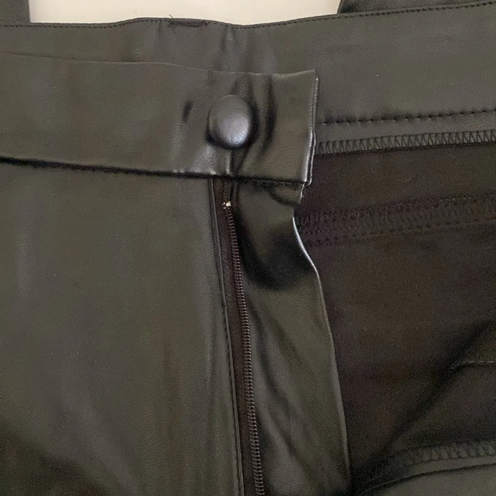 Women’s pleather pants black boot cut size Medium 28” faux leather sexy - Image 3