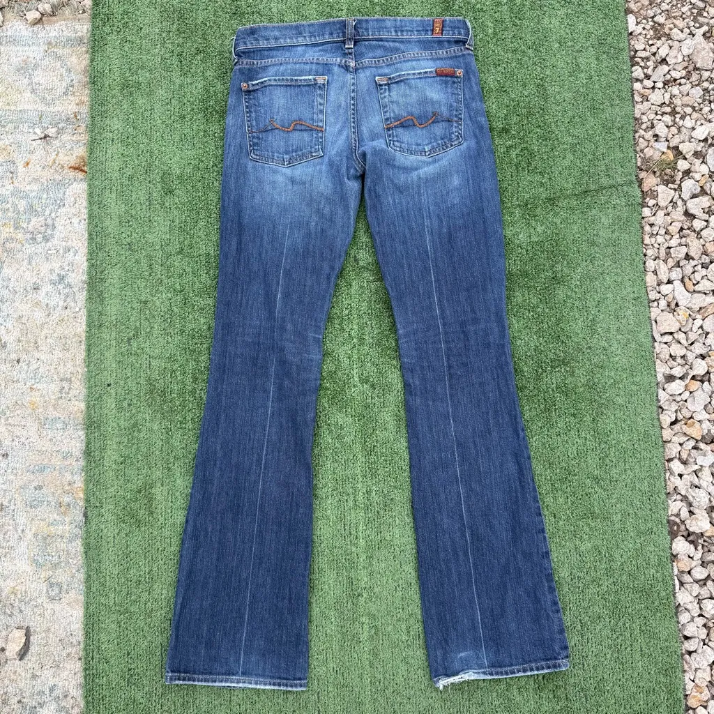 7 For All Mankind Blue Boot Cut Jeans, Size 28 - Image 2
