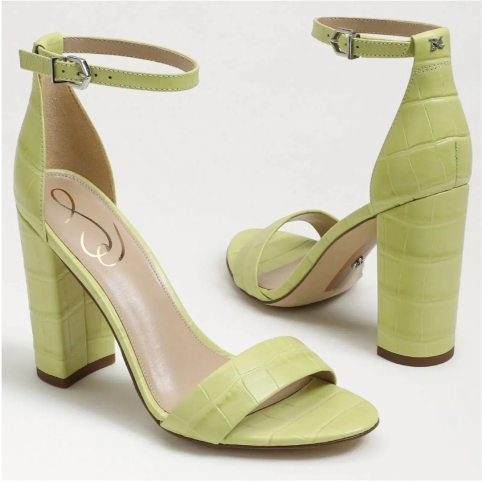 Sam Edelman Yaro Block Heel Sandal Green Size 8‎ Open Toe Spring Pastel - Image 10