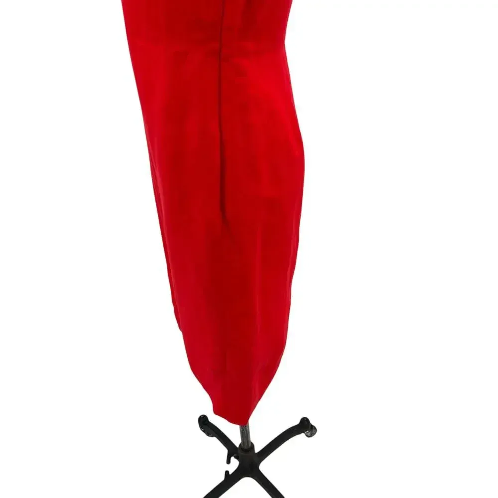 Abercrombie and Fitch Dress Sheath Tie Off the Shoulder Linen Blend Red Size 4‎ - Image 10