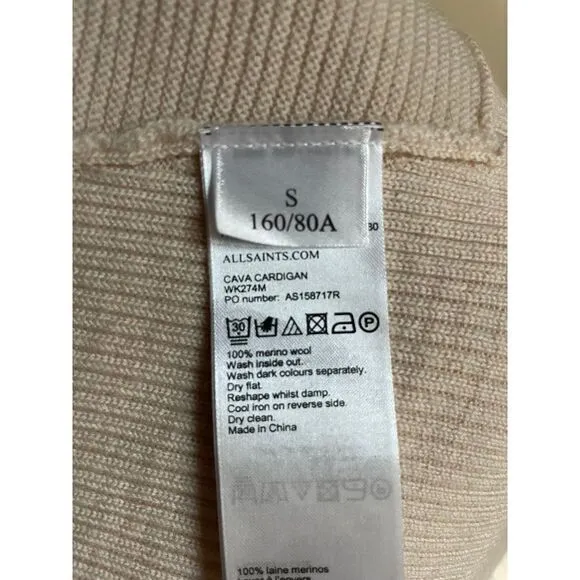 All saints Elegant Cream Ribbed‎ Cowl Neck Sweater Long Sleeve Knit Pullover - Image 7