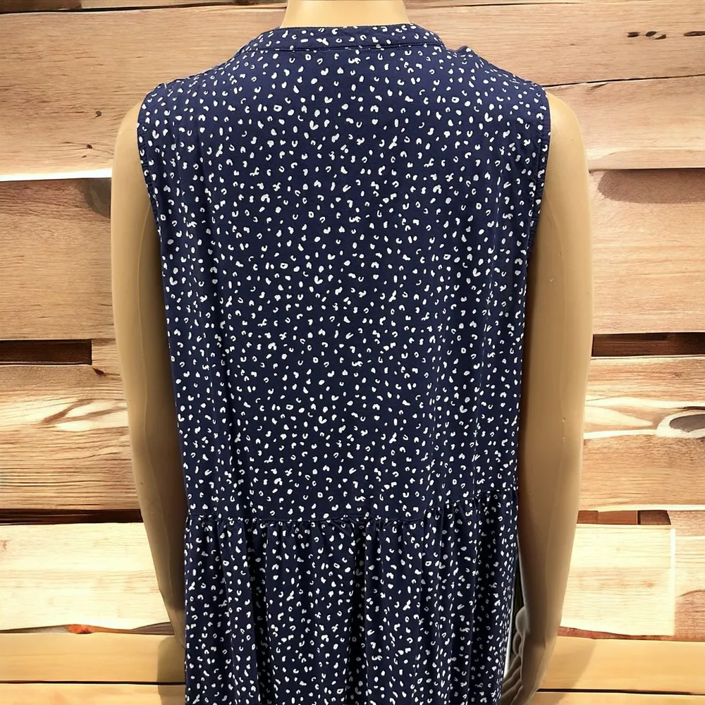 Old Navy Sleeveless Blue White Woven Boho Tassel Tie Dress Womens Large - Image 8