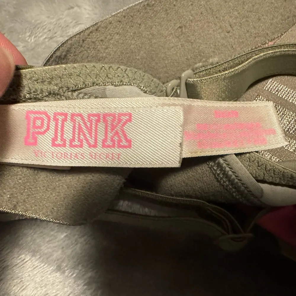 PINK Victoria's Secret Olive Bralette with Pink Logo - Image 3