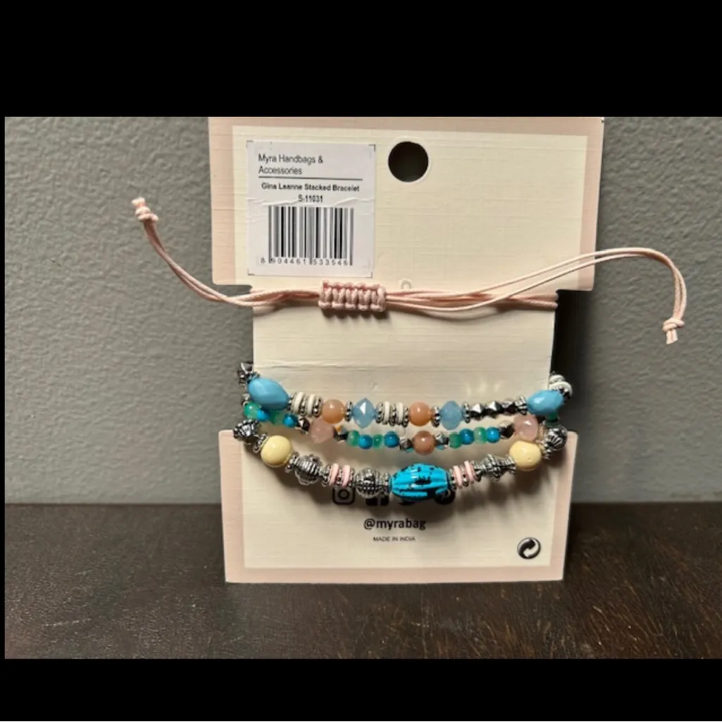 NWT Myra Bag Multicolor Beaded Bracelet Set Blue - Image 3