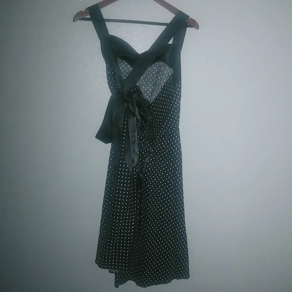 Dress Tells L Pin Up Black White Polka Dot Dress Size L - Image 5