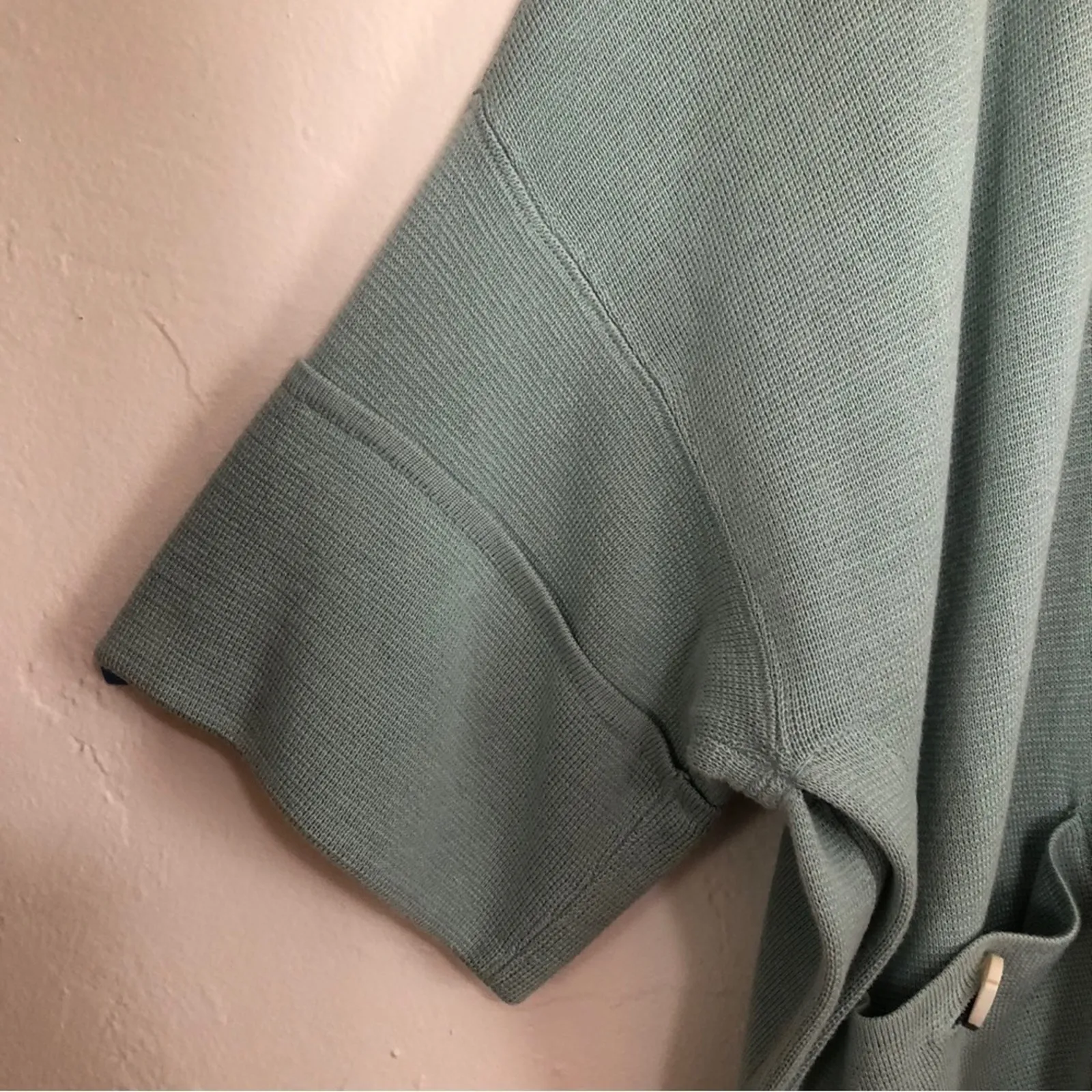 MarlaWynne Drama Kimono Knit Open Front Seafoam Green Blue Cardigan Sweater Size L - Image 3