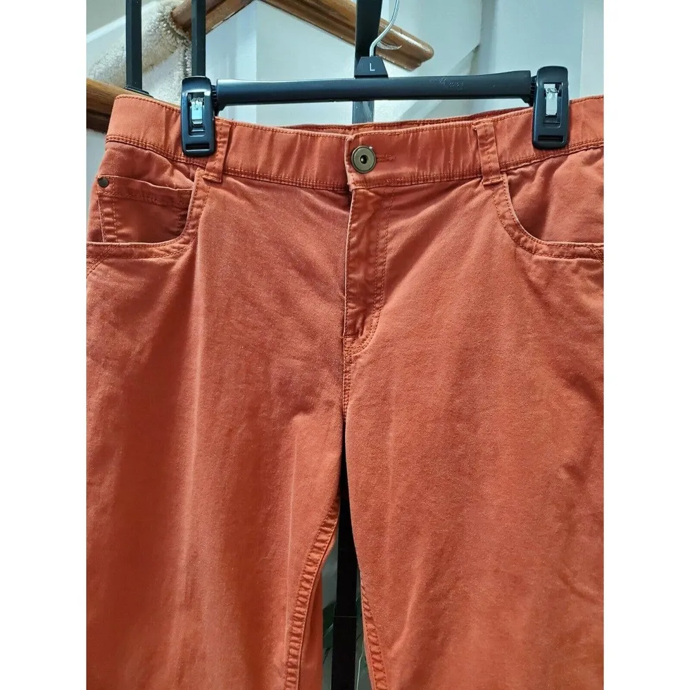 Kim Rogers Women's Orange Cotton Mid Rise Pull on Straight Legs Pant Size 12 - Image 2