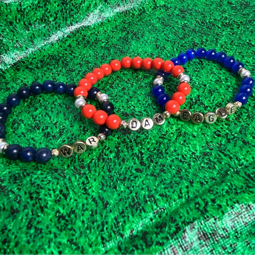 Auburn Tigers Beaded Game Day Bracelet Stack Blue & Orange Team War Dam Eagle - Image 10
