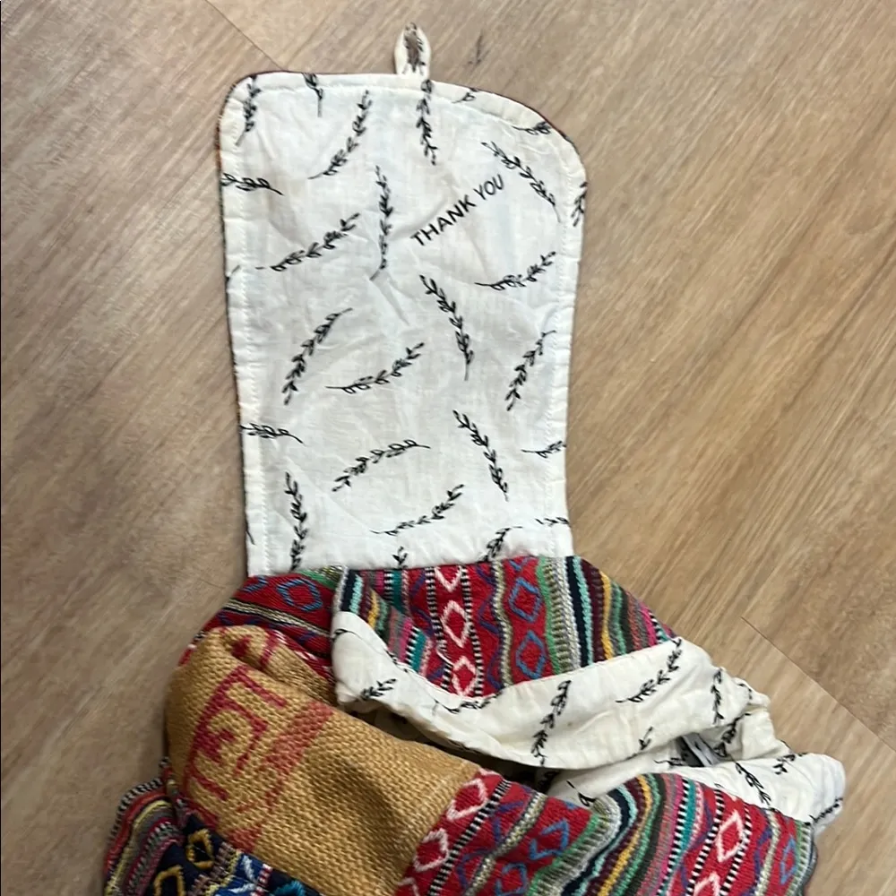 Rice Love Bohemian Patchwork Backpack with Colorful Stripes and Decorative Trims Black - Image 6