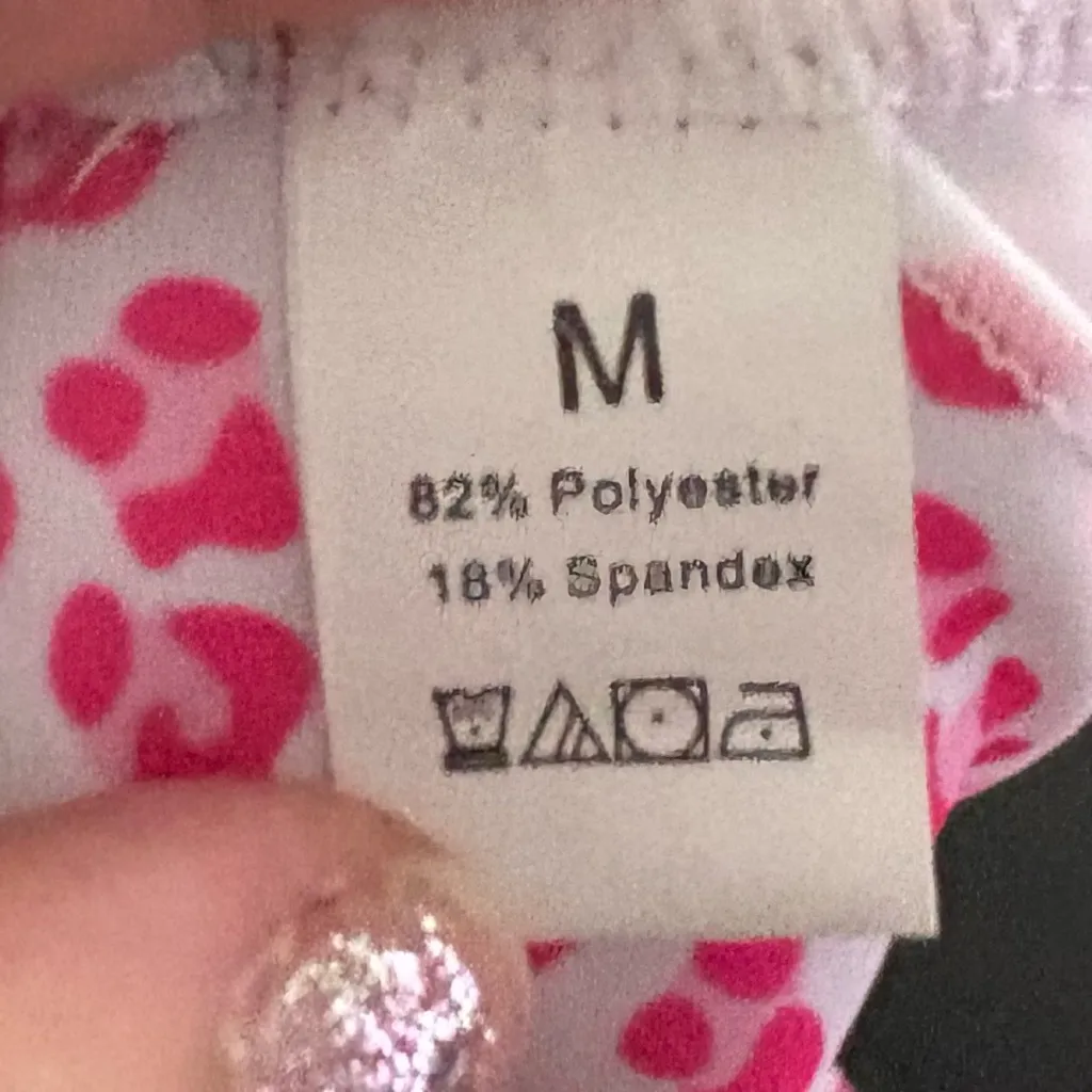 Pink and White Scoop Neck Swim Top Size M - Image 4