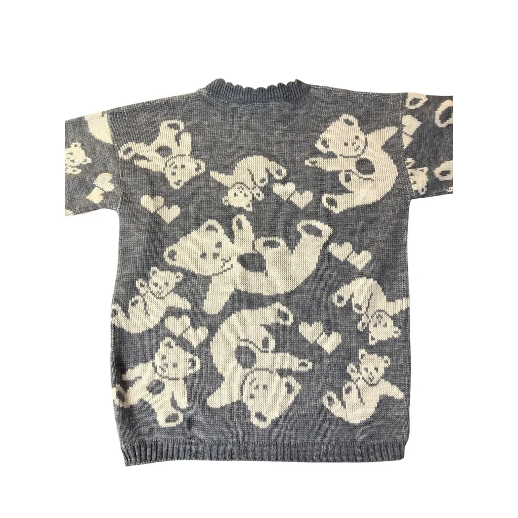 Vintage Private Eyes Sweater Womens M/L? Blue White Teddy Bears USA Made Size M - Image 5