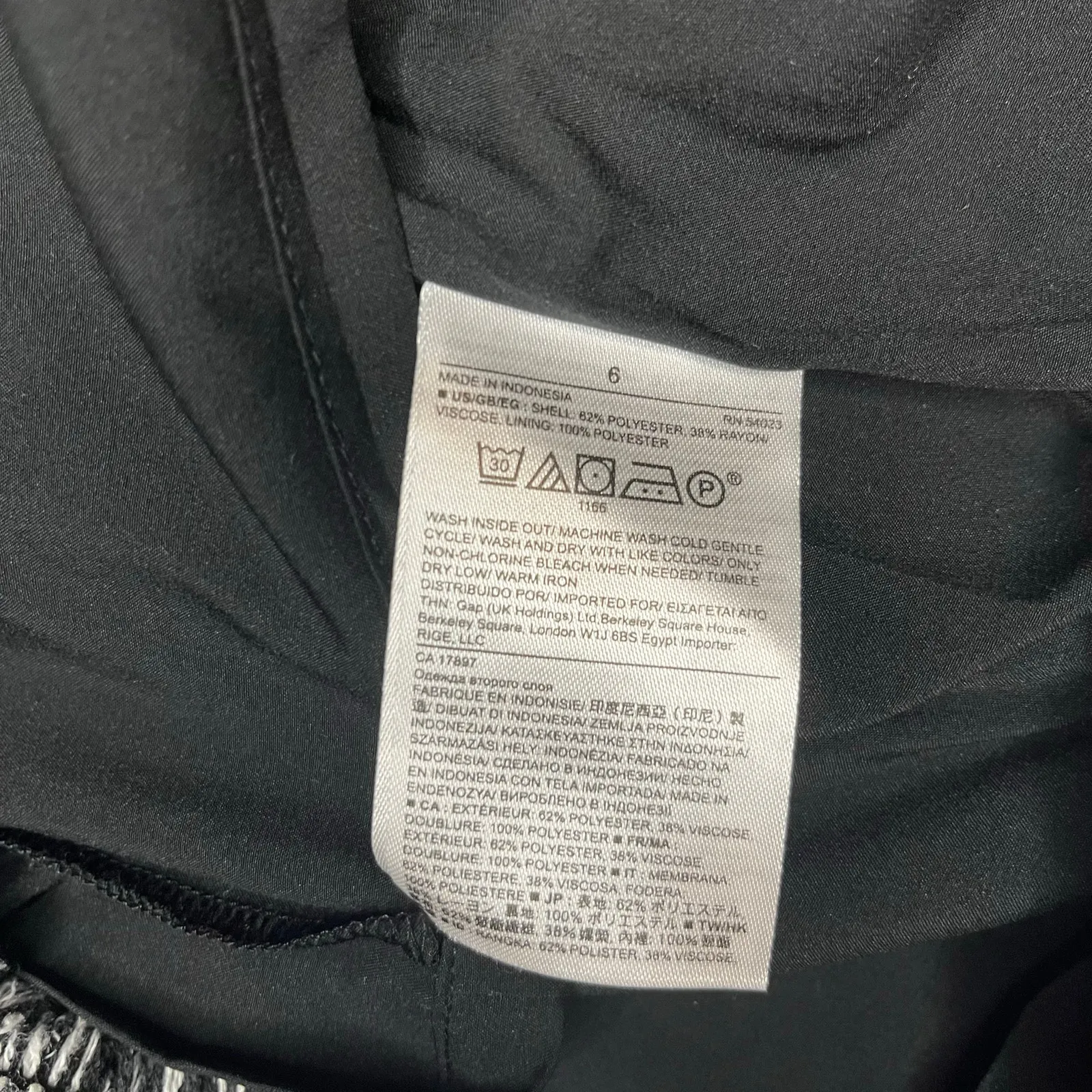 Banana Republic Black White Geo Tweed Sleeveless Shift Dress Fringe Trim Sz 6 - Image 12