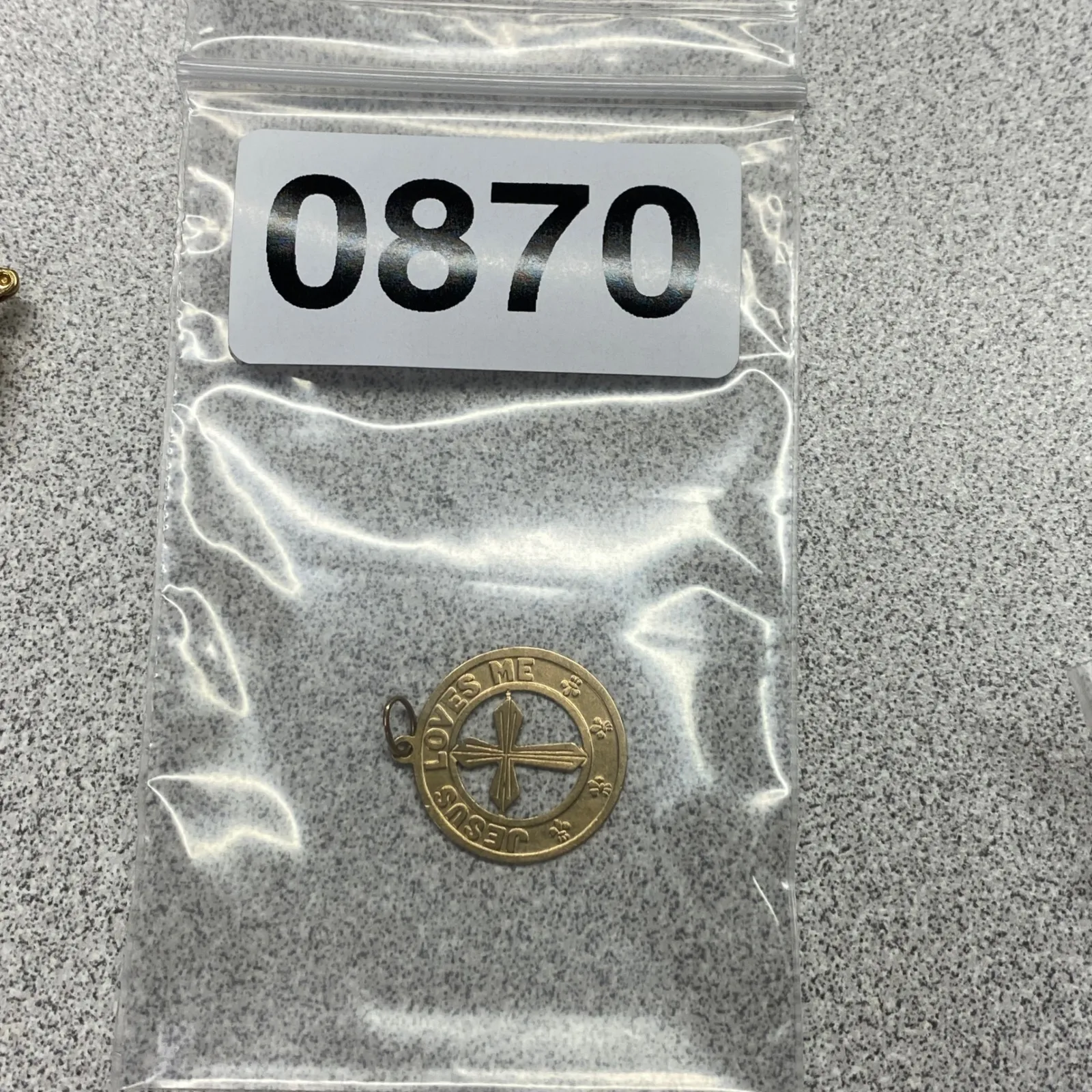 Vintage Jesus Loves Me Cross Charm Pendant Necklace Gold Tone Religious - Image 5